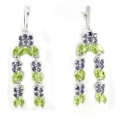 Bild 2 von Large 925 Silver Earrings with Genuine Peridot & Iolithe Gems