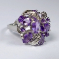 Eleganter 925 Silber Ring mit Brasilien Amethyst Edelsteinen, GR 57 (Ø 18,2 mm)