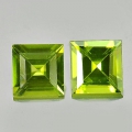 1.96 ct. Tolles Paar Grüne 6 x 6 mm Pakistan Karree Peridot Edelsteine