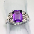 Bild 1 von Bezaubernder 925 Silber Ring mit echtem Bolivien Amethyst Edelst.GR 52(Ø16,5 mm)