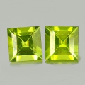 2.31 ct. Schönes Paar 6 x 6 mm Karree Pakistan Peridot Edelsteine, VS