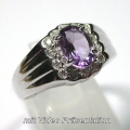 Hübscher 925 Silber Ring mit echtem Lupenreinen 1.07 ct. Afrika Amethyst  GR 61