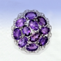 Bild 2 von Edler 925 Silber Ring mit Intensiv Violetten Uruguay Amethyst, GR 58,5 (Ø18,5mm)