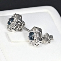925 Silver Stud Earrings with Dark Blue Madagascar SapphireGemstones
