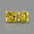 0.36ct. Exzellentes Paar Gelbe 3.0 mm Prinzess- Schliff Diamanten