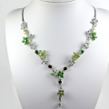 Excellent 925 Silver Necklace with genuine Chrome Diopside & Peridot