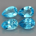 6.31  ct.  4 Stück bezaubernde 8 x 6 mm Swiss Blue Topas Tropfen aus Brasilien