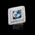 Hübscher 925 Silber Ring mit echtm Sky- Blue Topas aus Brasilien GR 57