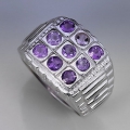 Toller 925 Silber Ring mit echten Brasilien Amethyst Edelst. GR 54,5 (Ø17,5 mm)