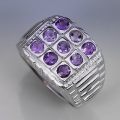 Toller 925 Silber Ring mit echten Brasilien Amethyst Edelst. GR 54,5 (Ø17,5 mm)