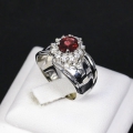 Bild 2 von 925 Silver Ring with dark Red Rhodolite Garnet, SZ 6 (Ø 16.5 mm)
