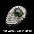 Prächtiger 925 Silber Ring mit ovalem Afrika Cabochon Saphir  GR 54