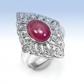 Edler 925 Silber Ring mit echtem 2.27 ct. Mosambik Cabochon Rubin GR 56,5