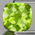1.29 ct. VS !  Feiner grüner 7 x 7 mm Pakistan Cushion Peridot