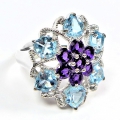 Bild 3 von Fantastischer 925 Silber Ring mit Topas & Amethyst Edelst. GR 59,5 (Ø 19 mm)