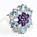 Bild 3 von Fantastischer 925 Silber Ring mit Topas & Amethyst Edelst. GR 59,5 (Ø 19 mm)