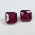 2.85 ct. Perfect Pair of Blood Red 6 x 6 mm Mozambique Octagon Rubies