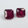 Bild 1 von 2.85 ct. Perfektes Paar Blutrote 6 x 6 mm Mosambik Oktagon Rubine