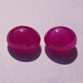 6.4 ct. Fine pair of pink red oval 7.5 x 8.2 mm Mosambique Ruby Cabochons