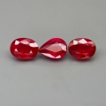 4.20 ct. 3 pieces Top Red genuine Mozambique Rubin, Oval & Pear Facet
