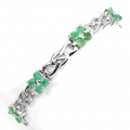 Enchanting 925 Silver Bracelet with Brazil Emerald Gemstones. 180 mm