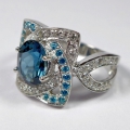 Fantastic 925 Silver Ring with London Blue Topaz, SZ 7 (Ø 17.5 mm))