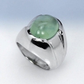 Magnificent 925 silver ring with large green 13x10 mm Africa Prehnit SZ 6.5
