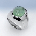 Prächtiger 925 Silber Ring mit großem grünen 13x10 mm Afrika Prehnit  GR 53,5