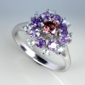 925 Silber Ring mit echten Amethyst- Zirkon & Topas Edelsteinen GR 56,5 (Ø18 mm)