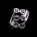 925 Silber Ring mit echten Brasilien Amethyst Edelsteinen  GR 56,5 (Ø18 mm)