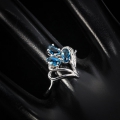 Bild 3 von Fine 925 Silver Ring with London Blue Topaz Gemstones, SZ 8.25 (Ø 18.2 mm)