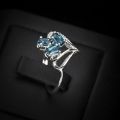 Bild 2 von Fine 925 Silver Ring with London Blue Topaz Gemstones, SZ 8.25 (Ø 18.2 mm)