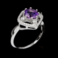 925 Silver Ring with Brazil Amethyst Gemstone SZ 8 (Ø18 mm)
