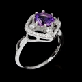 Dezenter 925 Silber Ring mit Brasilien Amethyst Edelstein GR 56,5 (Ø18 mm)