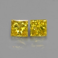 0.21 ct Exzellentes Paar Gelbe Prinzess- Schliff Diamanten, SI-1 (Gute Qualität)