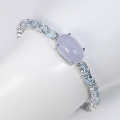 925 Silber Armband mit echten Chalcedon & Topas Edelsteinen,178 mm