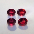 4.83 ct.  4 pieces of oval cherry red 6.5 x 5.5 - 7 x 6  mm Rhodolite Garnet