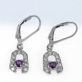 Feines Paar 925 Silber Ohrstecker mit echten brasilien Amethyst Edelsteinen