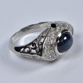 Bild 2 von 925 Silber Ring mit Blue Star Stern Saphir, GR 58,5 (Ø 18,5 mm)