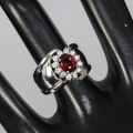 Bild 3 von 925 Silver Ring with dark Red Rhodolite Garnet, SZ 6 (Ø 16.5 mm)