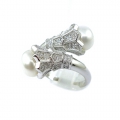 Bild 2 von Elegant 925 Silver Ring with 2 Freshwater Pearls, Size 9.5 (Ø 19.5 mm)