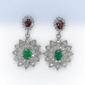 Edles Paar 925 Silber Ohrstecker mit echten Smaragd & Granat Edelsteinen,10,7 Gr