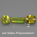 2.60 ct. 3 Stück schöne Gelblich- Grüne 5.5 bis 9.5mm Titanit Sphene Edelsteine