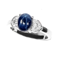Nice 925 Silver Ring with Blue Star Sapphire, SZ 7.5 (Ø 17.8 mm)