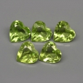 2.07 ct 5 pcs 4.8 - 5mm Heart Natural Untreated Green Peridot