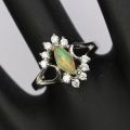 Bild 3 von Fine 925 Silver Ring with Marquise Cabochon Multi-Color Opal, Size 8 (Ø18 mm)