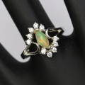 Bild 3 von Feiner 925 Silber Ring mit Marquise Cabochon Multi-Color Opal, GR 56,5 (Ø18 mm)