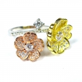 925 Silver Flower ring with white Zirconia Stones, SZ 8 (Ø 18 mm)