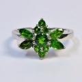 Tender 925 Silver Ring with Chrome Diopside Gemstones, SZ 7.5 (Ø 17.8 mm)