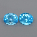 7.66 ct  VVS ! Wunderschönes Paar ovale 9 x 11 mm Swiss Blue Topas Edelsteine